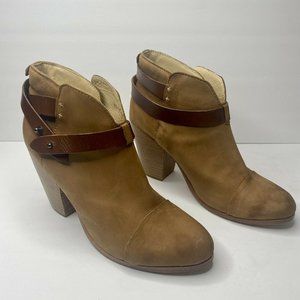 Rag & Bone Women’s Harrow Suede Leather Ankle Bootie Size 8 Tan Stacked Heel